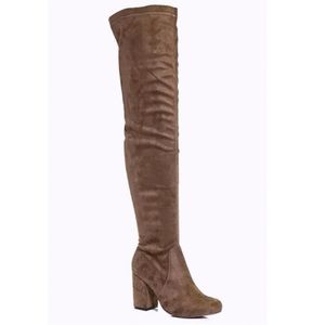 Block Heel Thigh High Boots